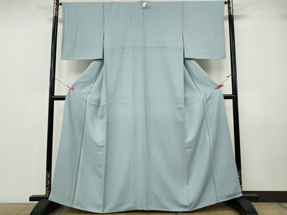 平和屋着物●上質な色無地　灰青色　正絹　逸品　未使用　CABJ6747ut