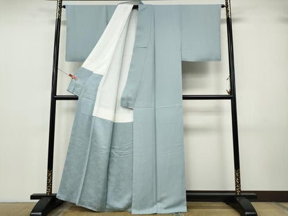 平和屋着物●上質な色無地　灰青色　正絹　逸品　未使用　CABJ6747ut