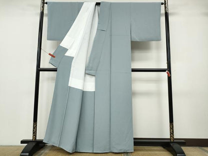 平和屋着物●本草木染作家　瑞寶　色無地　灰青色　正絹　逸品　CABJ6748ut