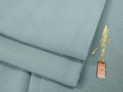 平和屋着物●本草木染作家　瑞寶　色無地　灰青色　正絹　逸品　CABJ6748ut