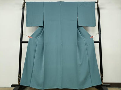 平和屋着物●上質な色無地　藍鼠色　正絹　逸品　未使用　CABJ6749ut