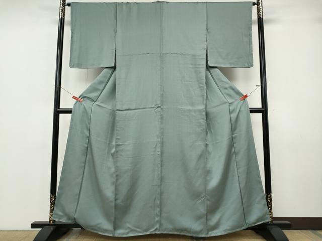 平和屋着物●上質な色無地　紗綾形地紋　豆がら茶色　正絹　逸品　CABJ6750ut