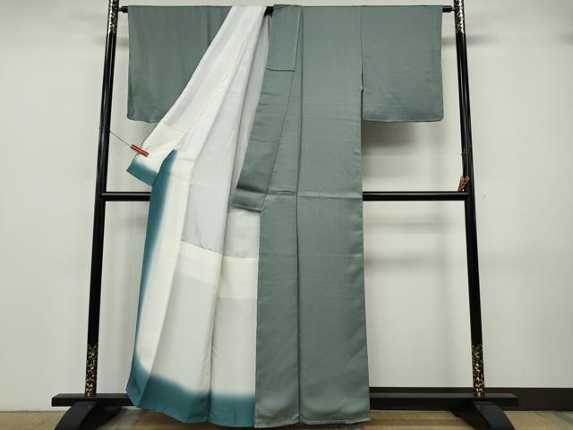平和屋着物●上質な色無地　紗綾形地紋　豆がら茶色　正絹　逸品　CABJ6750ut