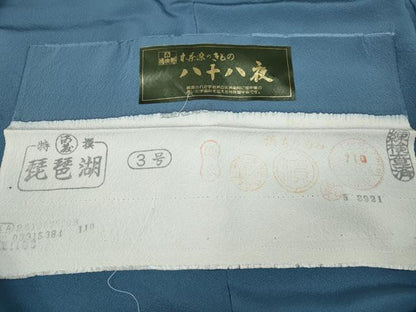 平和屋着物●二代目清次郎　手描き　色無地　薄花色　反端付き　正絹　逸品　CABJ6751ut