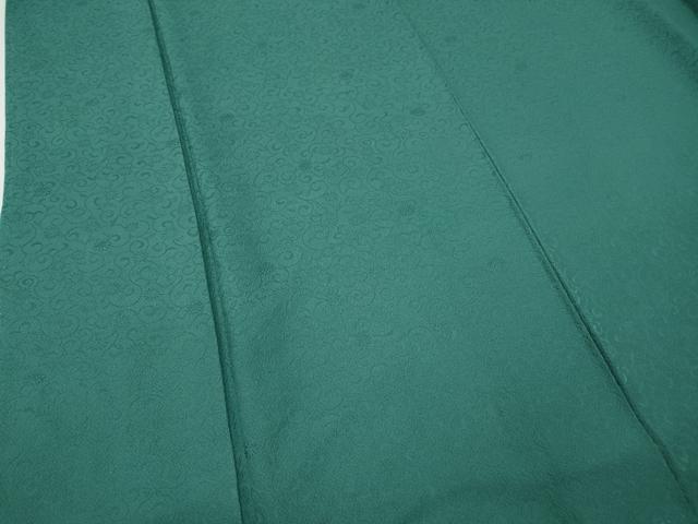 平和屋着物●上質な色無地　花唐草地紋　青碧色　正絹　逸品　CABJ6753ut