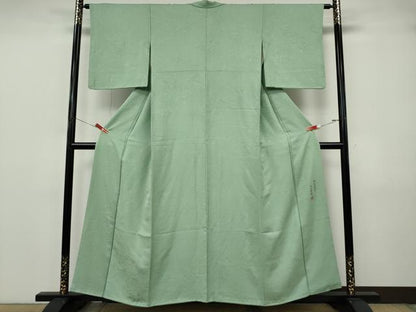 平和屋着物●上質な色無地　円山慶挙　松波風竹　裏葉柳色　正絹　逸品　CABJ6754ut