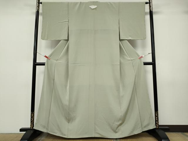 平和屋着物●上質な色無地　灰黄緑色　正絹　逸品　未使用　CABJ6756ut