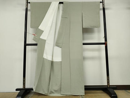 平和屋着物●上質な色無地　灰黄緑色　正絹　逸品　未使用　CABJ6756ut