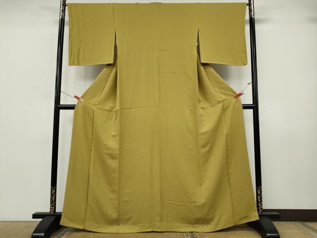 平和屋着物●上質な色無地　紋意匠　芥子色　三越扱い　正絹　逸品　CABJ6759ut