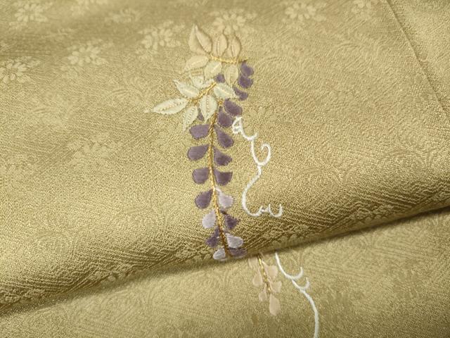 平和屋着物●豪華色留袖　総刺繍　藤　金糸　正絹　逸品　CABJ6760ut