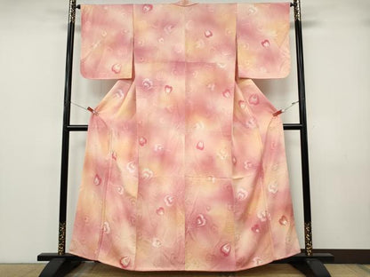 平和屋着物●上質な小紋　地紋起こし　孔雀羽文　暈し染め　正絹　逸品　CABJ6762ut