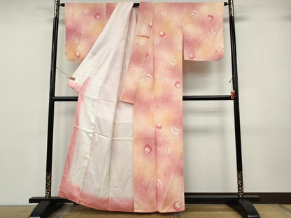 平和屋着物●上質な小紋　地紋起こし　孔雀羽文　暈し染め　正絹　逸品　CABJ6762ut