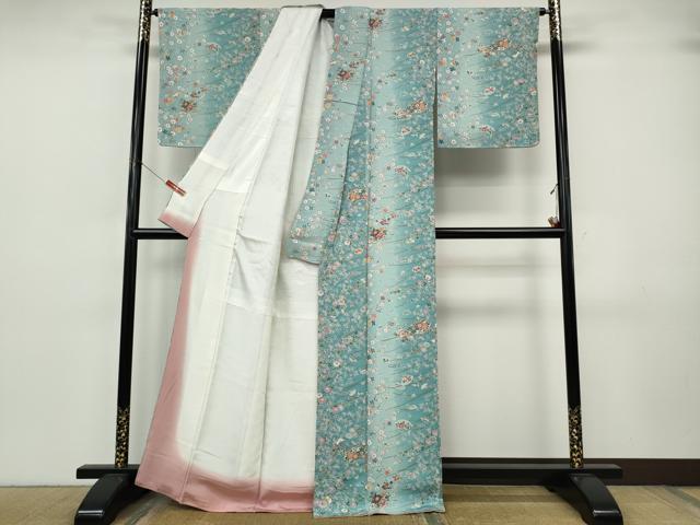 平和屋着物●上質な小紋　地紙花文　暈し染め　正絹　逸品　CABJ6764ut