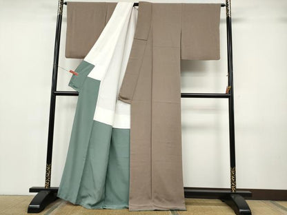 平和屋着物●上質な小紋　縞　鬼しぼ縮緬　正絹　逸品　CABJ6767ut