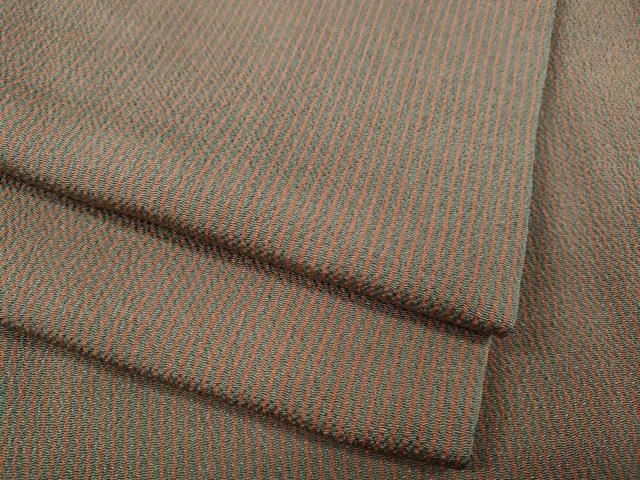 平和屋着物●上質な小紋　縞　鬼しぼ縮緬　正絹　逸品　CABJ6767ut
