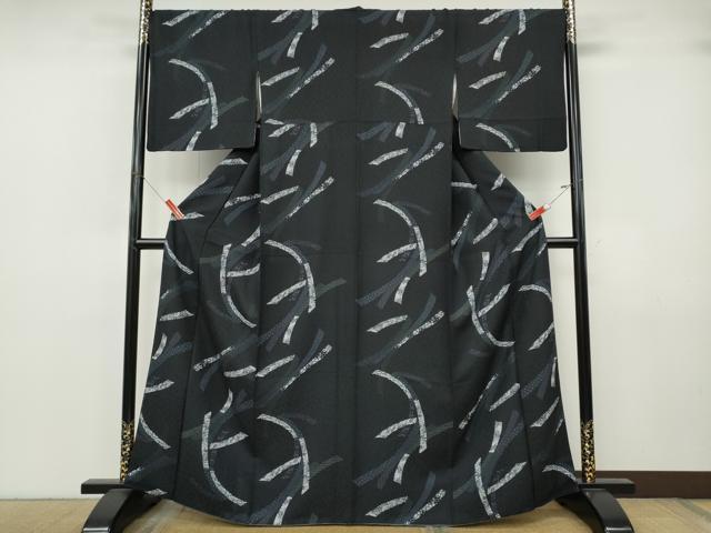 平和屋着物●上質な小紋　熨斗吉祥文　黒地　ますいわ屋扱い　正絹　逸品　CABJ6769ut