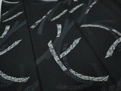 平和屋着物●上質な小紋　熨斗吉祥文　黒地　ますいわ屋扱い　正絹　逸品　CABJ6769ut