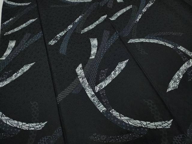 平和屋着物●上質な小紋　熨斗吉祥文　黒地　ますいわ屋扱い　正絹　逸品　CABJ6769ut
