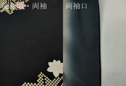 平和屋着物●上質な小紋　舞花文　黒地　やまと誂製　正絹　逸品　CABJ6770ut