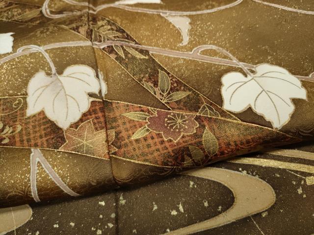 平和屋着物●訪問着　流水枝花文　暈し染め　金彩　正絹　逸品　未使用　CABJ6771ut
