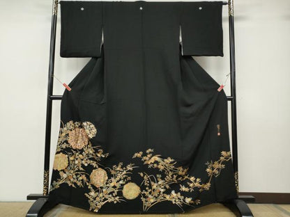 平和屋着物●豪華黒留袖　作家物　正倉院花文　金銀彩　正絹　逸品　CABJ6776ut