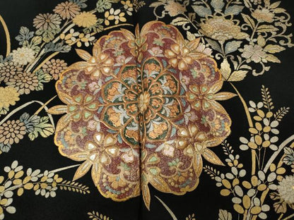 平和屋着物●豪華黒留袖　作家物　正倉院花文　金銀彩　正絹　逸品　CABJ6776ut