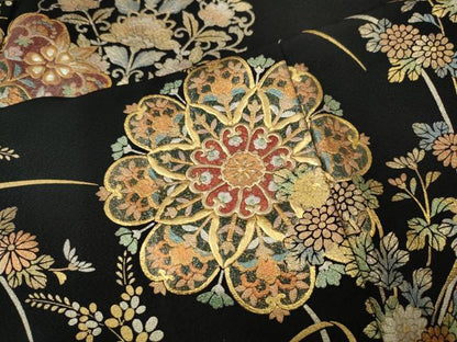 平和屋着物●豪華黒留袖　作家物　正倉院花文　金銀彩　正絹　逸品　CABJ6776ut