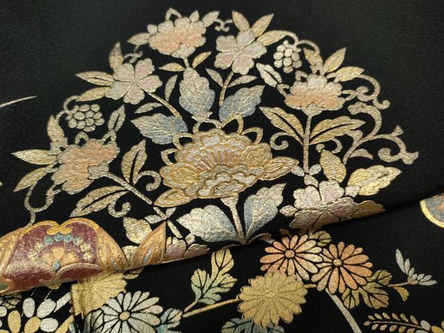 平和屋着物●豪華黒留袖　作家物　正倉院花文　金銀彩　正絹　逸品　CABJ6776ut