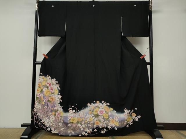 平和屋着物●豪華黒留袖　乱菊　舞花文　暈し染め　金彩　正絹　逸品　CABJ6777ut