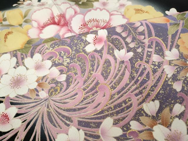 平和屋着物●豪華黒留袖　乱菊　舞花文　暈し染め　金彩　正絹　逸品　CABJ6777ut