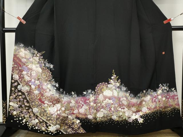 平和屋着物●豪華黒留袖　作家物　刺繍　正倉院花文　暈し染め　金銀彩　正絹　逸品　CABJ6780ut