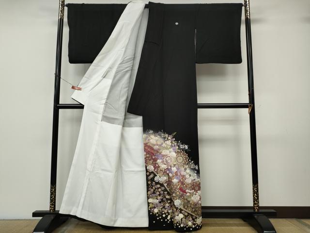 平和屋着物●豪華黒留袖　作家物　刺繍　正倉院花文　暈し染め　金銀彩　正絹　逸品　CABJ6780ut