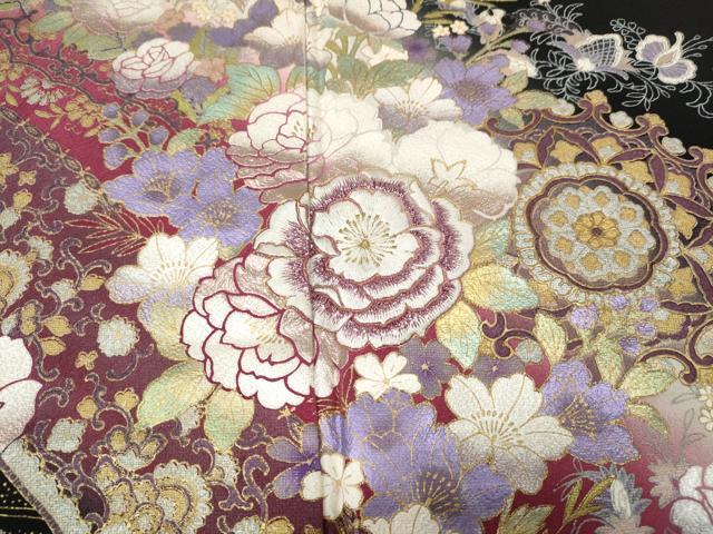 平和屋着物●豪華黒留袖　作家物　刺繍　正倉院花文　暈し染め　金銀彩　正絹　逸品　CABJ6780ut