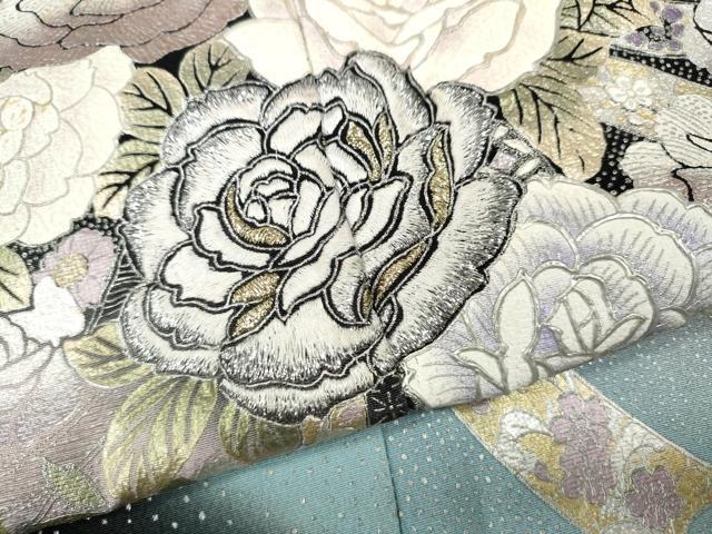 平和屋着物●ブライダルファッションデザイナー・桂由美　黒留袖　刺繍　熨斗花文　暈し染め　金銀彩　正絹　逸品　CABJ6781ut