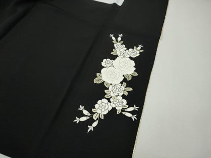平和屋着物●ブライダルファッションデザイナー・桂由美　黒留袖　刺繍　熨斗花文　暈し染め　金銀彩　正絹　逸品　CABJ6781ut