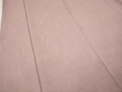 平和屋着物●上質な色無地　枝葉地紋　薄柿色　正絹　逸品　CABJ6785ut