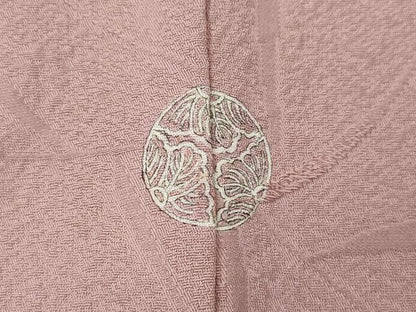 平和屋着物●上質な色無地　枝葉地紋　薄柿色　正絹　逸品　CABJ6785ut