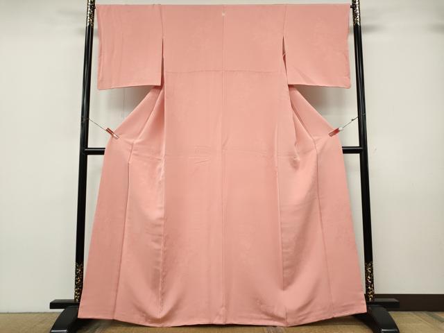 平和屋着物●上質な色無地　枝花地紋　薄紅色　正絹　逸品　CABJ6786ut