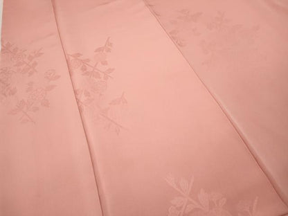 平和屋着物●上質な色無地　枝花地紋　薄紅色　正絹　逸品　CABJ6786ut