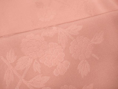 平和屋着物●上質な色無地　枝花地紋　薄紅色　正絹　逸品　CABJ6786ut