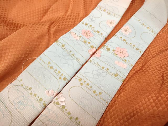 平和屋着物●長襦袢　無双仕立て　鱗地紋　黄丹色　やまと誂製　半衿刺繍　正絹　逸品　CABJ6789ut