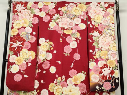 平和屋着物●豪華振袖　刺繍　花鞠文　暈し染め　金彩　正絹　逸品　CABJ6791ut