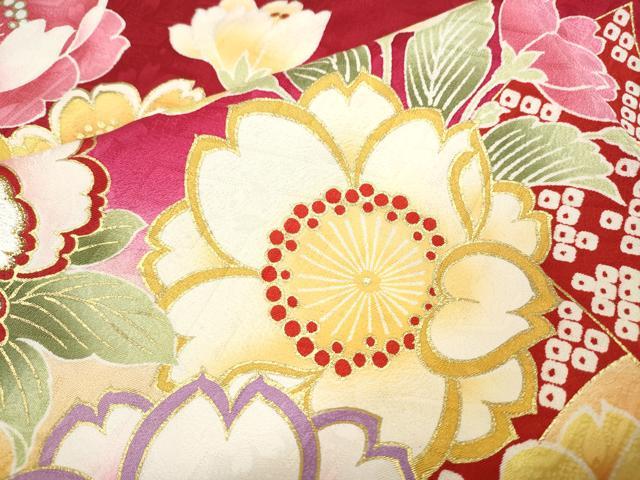 平和屋着物●豪華振袖　刺繍　花鞠文　暈し染め　金彩　正絹　逸品　CABJ6791ut
