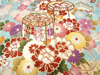 平和屋着物●豪華振袖　駒刺繍　貝桶草花文　暈し染め　金銀彩　正絹　逸品　CABJ6792ut