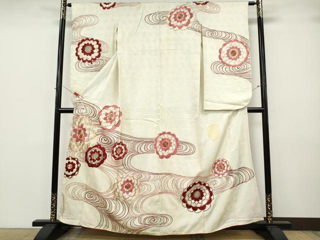 平和屋着物●小振袖　総刺繍　総絞り　流水舞花文　正絹　逸品　CABJ6795ut