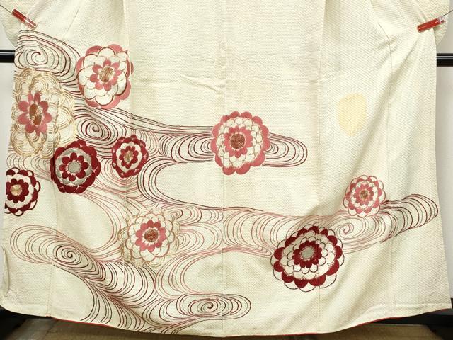 平和屋着物●小振袖　総刺繍　総絞り　流水舞花文　正絹　逸品　CABJ6795ut