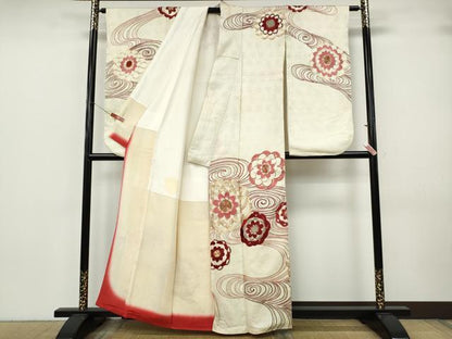 平和屋着物●小振袖　総刺繍　総絞り　流水舞花文　正絹　逸品　CABJ6795ut