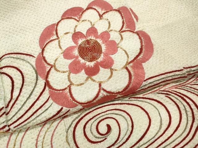 平和屋着物●小振袖　総刺繍　総絞り　流水舞花文　正絹　逸品　CABJ6795ut