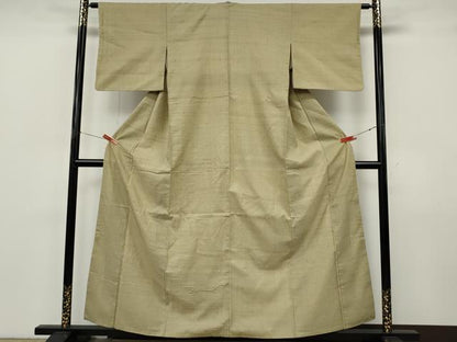 平和屋着物●生紬　色無地　浅黄色　正絹　逸品　CABJ6798ut