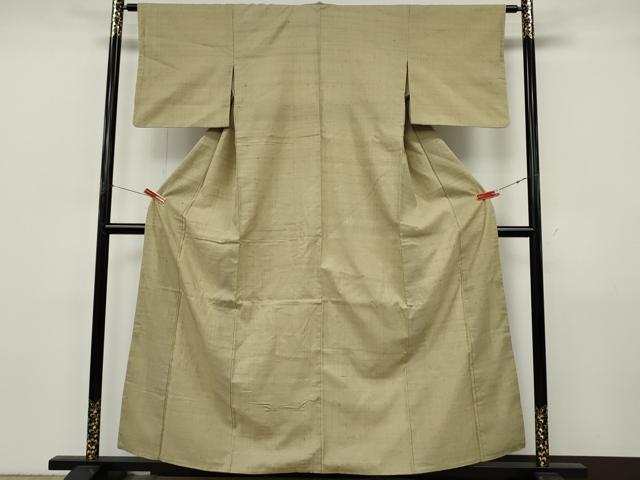 平和屋着物●生紬　色無地　浅黄色　正絹　逸品　CABJ6798ut